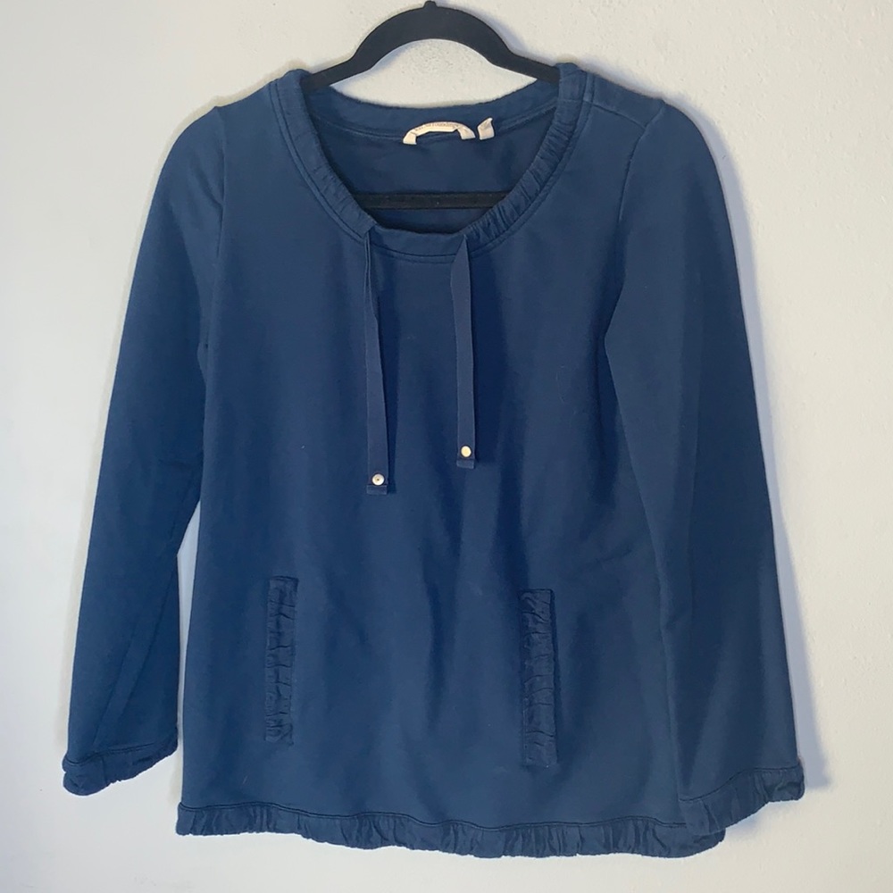 Soft surroundings navy blue wide neck sweatshirt xs